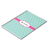 Carnet Motif Hexagon Turquoise avec Monogramme (Côté gauche)