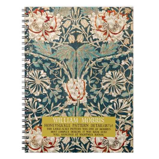 Carnet Motif Honeysuckle - Design de William Morris (Devant)