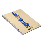 Carnet Motif hongrois de broderie, "Matyó" - bleu (Côté Droit)