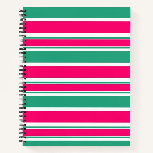 Carnet Motif horizontal rayé rouge-vert (Devant)
