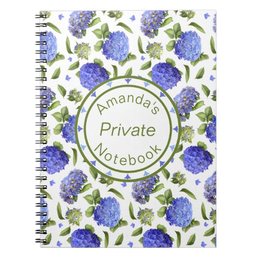 Carnet Motif Hydrangea Bleue (Devant)