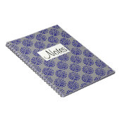 Carnet Motif indigo bleu foncé à rayures sur gris (Côté Droit)