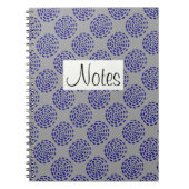Carnet Motif indigo bleu foncé à rayures sur gris (Devant)