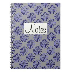 Carnet Motif indigo bleu foncé à rayures sur gris