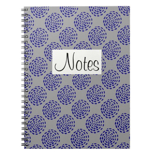 Carnet Motif indigo bleu foncé à rayures sur gris (Devant)