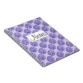 Carnet Motif indigo bleu foncé rayé sur violet (Côté Droit)
