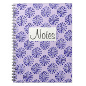 Carnet Motif indigo bleu foncé rayé sur violet (Devant)