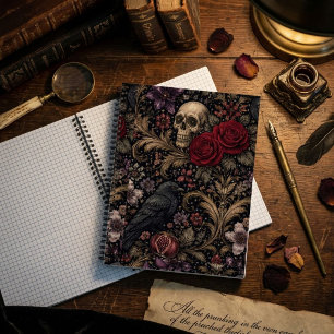 Carnet Motif inspiré de William Morris Crânes gothiques