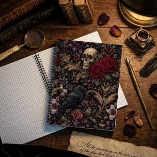 Carnet Motif inspiré de William Morris Crânes gothiques