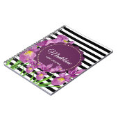 Carnet Motif Iris Botanique Noir Blancs Violet (Côté gauche)
