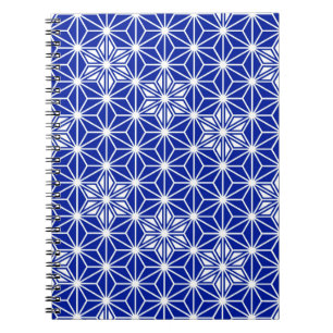 Carnet Motif japonais Asanoha - bleu cobalt