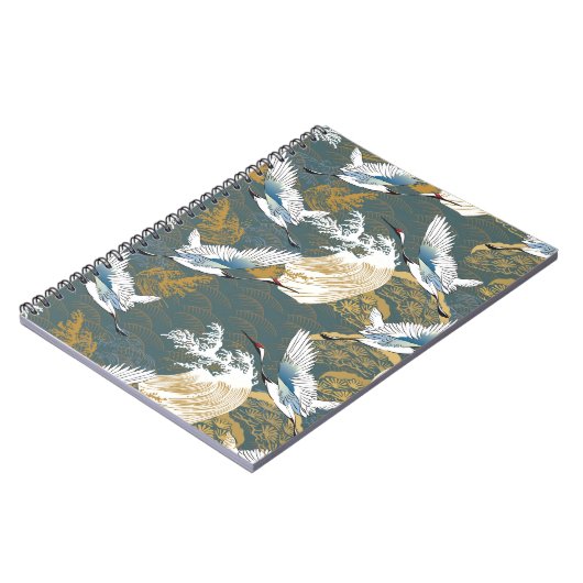 Carnet Motif japonais Vintage Crane Birds (Côté gauche)