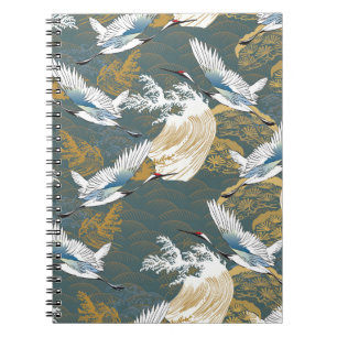 Carnet Motif japonais Vintage Crane Birds