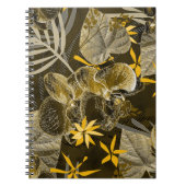 Carnet Motif jaune-brun fleuri à l'aquarelle. (Devant)