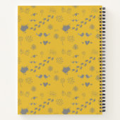Carnet motif jaune et gris d'oiseaux, de points, de pas, (Dos)