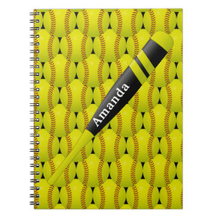Carnet Motif jaune personnalisé du base-ball