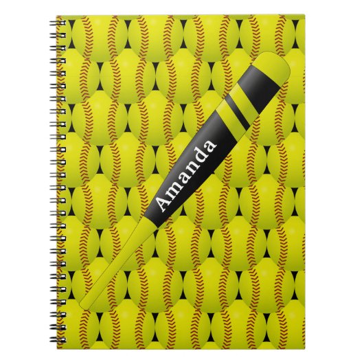 Carnet Motif jaune personnalisé du base-ball (Devant)