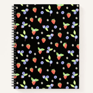 Carnet Motif joli aquarelle de myrtille et de fraise