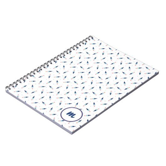 Carnet Motif joli cône de glace Monogramme personnalisé (Côté gauche)