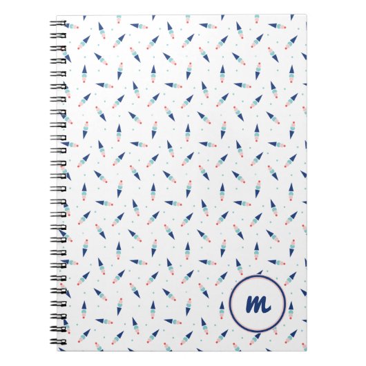 Carnet Motif joli de cône de glace personnalisé avec mono (Devant)