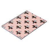 Carnet Motif joli panda sur fond rose – Kawaii sans coutu (Côté gauche)