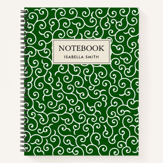 Carnet Motif Karakusa Vert et blanc (Devant)