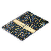 Carnet Motif léopard bleu or monogramme (Côté gauche)