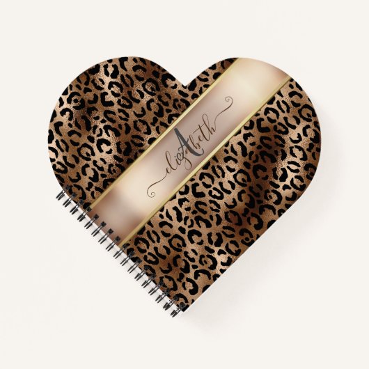 Carnet Motif léopard Bronze Noir Monogramme (Devant)