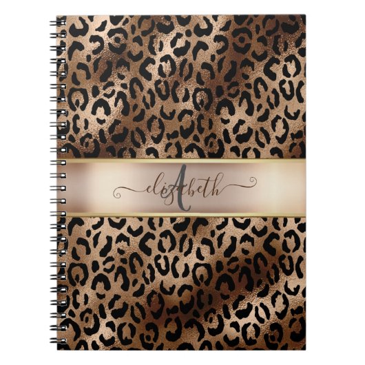 Carnet Motif léopard Bronze Noir Monogramme     (Devant)