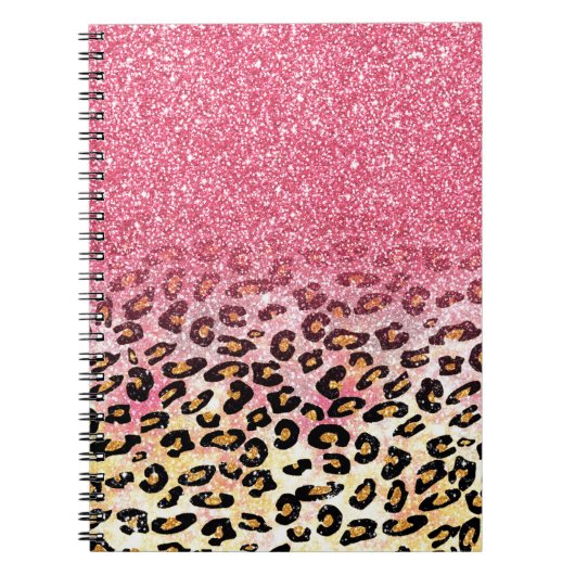 Carnet Motif léopard de Parties scintillant rose Glam (Devant)