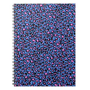 Carnet Motif léopard en framboise sur bleu électrique