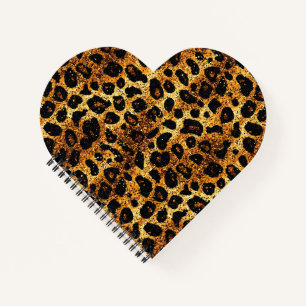 Carnet Motif Léopard Marron Doré Pailleté Luxe
