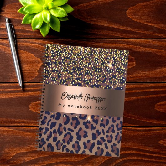 Carnet Motif léopard marron noir doré bronze
