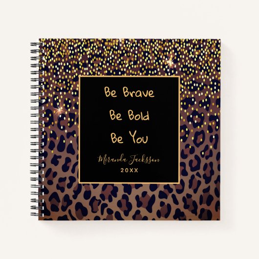 Carnet Motif léopard motivation brun noir (Devant)