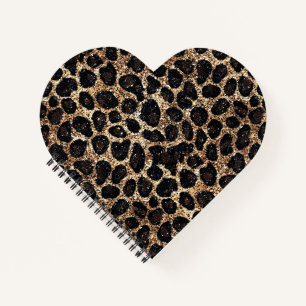 Carnet Motif Léopard Noir Marron Or Pailleté Luxe