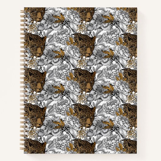 Carnet Motif Leopard & Peonies (Devant)