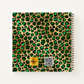 Carnet Motif léopard vert émeraude or nom (Dos)