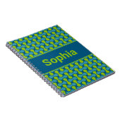 Carnet Motif Lien Rétro Moderne en Bleu et Vert (Côté Droit)