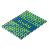 Carnet Motif Lien Rétro Moderne en Bleu et Vert (Côté gauche)