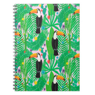 Carnet Motif lumineux tropical transparent dessiné à la m