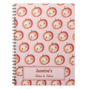 Carnet Motif lychee Lucky You personnalisé Aquarelle
