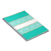 Carnet Motif Mandala à rayures turquoise (Côté Droit)