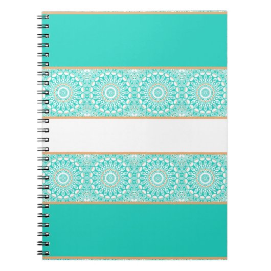 Carnet Motif Mandala à rayures turquoise (Devant)