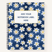 Carnet Motif Marguerites sur Denim (Devant)