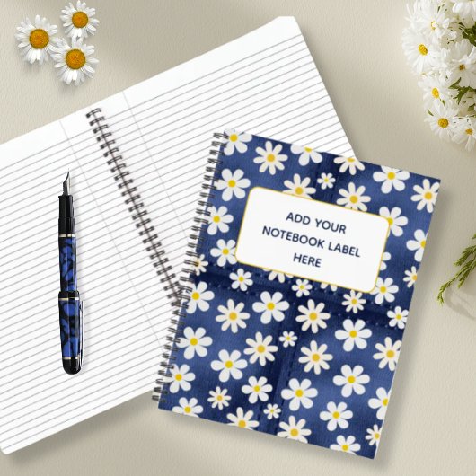 Carnet Motif Marguerites sur Denim