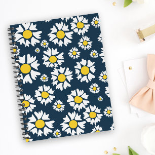 Carnet Motif marguerrier, motif floral, marguerites blanc