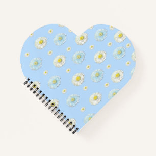 Carnet Motif marguerrier sur arrière - plan bleu clair