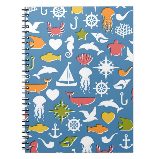 Carnet Motif marin de symboles (Devant)