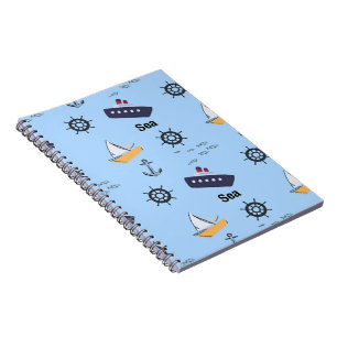 Carnet Motif marin sur fond bleu