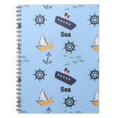 Carnet Motif marin sur fond bleu (Devant)